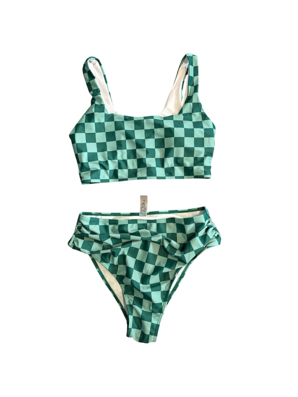 Zaful Mint and Teal Checker Swim Set